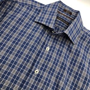 Peter Millar Casual Long Sleeve Button Up Shirt Blue Plaid Cotton Men's Medium